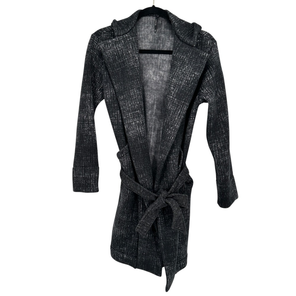 Anthropologie Capote XS Hooded Belted Cardigan‎ Black Knit Cozy Goth Academia